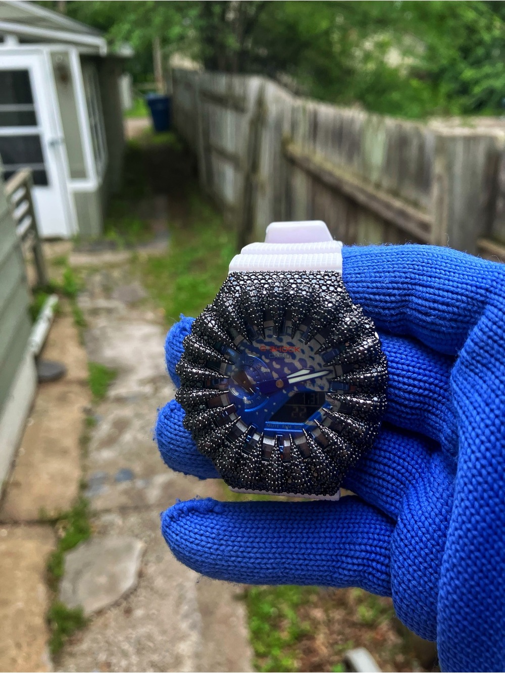 BUSSDOWN Moissanite Custom G Shock Silver and Blue Style Color-way